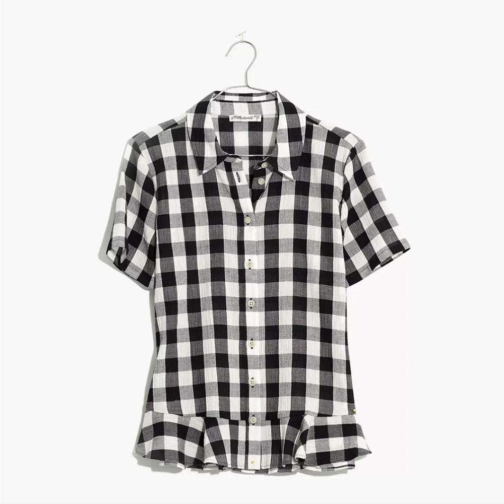 Madewell Peplum Button-Down Shirt in Gingham